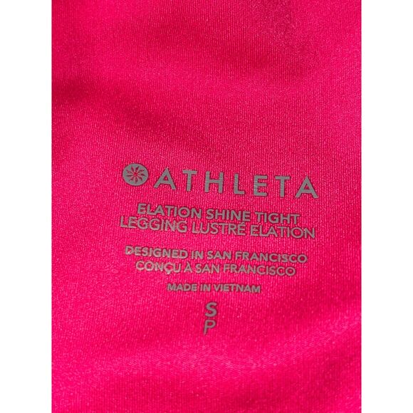 RARE Athleta Elation Shine Tight Leggings- Women’s Size Small – Hot Pink Shimmer - Picture 11 of 11